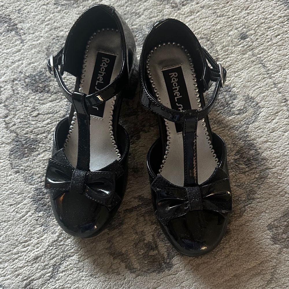 Rachel Kids Shiny Black Bow Dress Shoes
